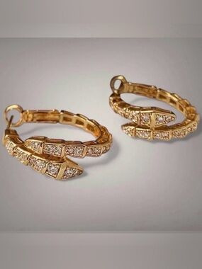Serpenti Hoop Earrings 18k Gold Plated